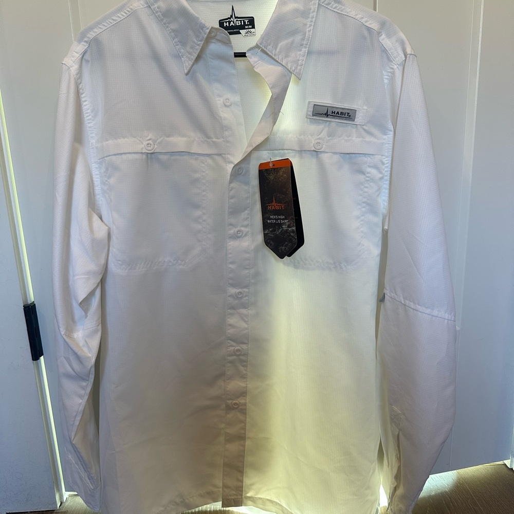 Habitat Men's Casual White Button Down Shirt